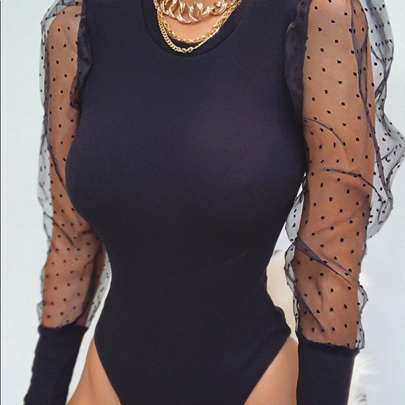 Bodysuit with sheer sleeves - Picture 1 of 1